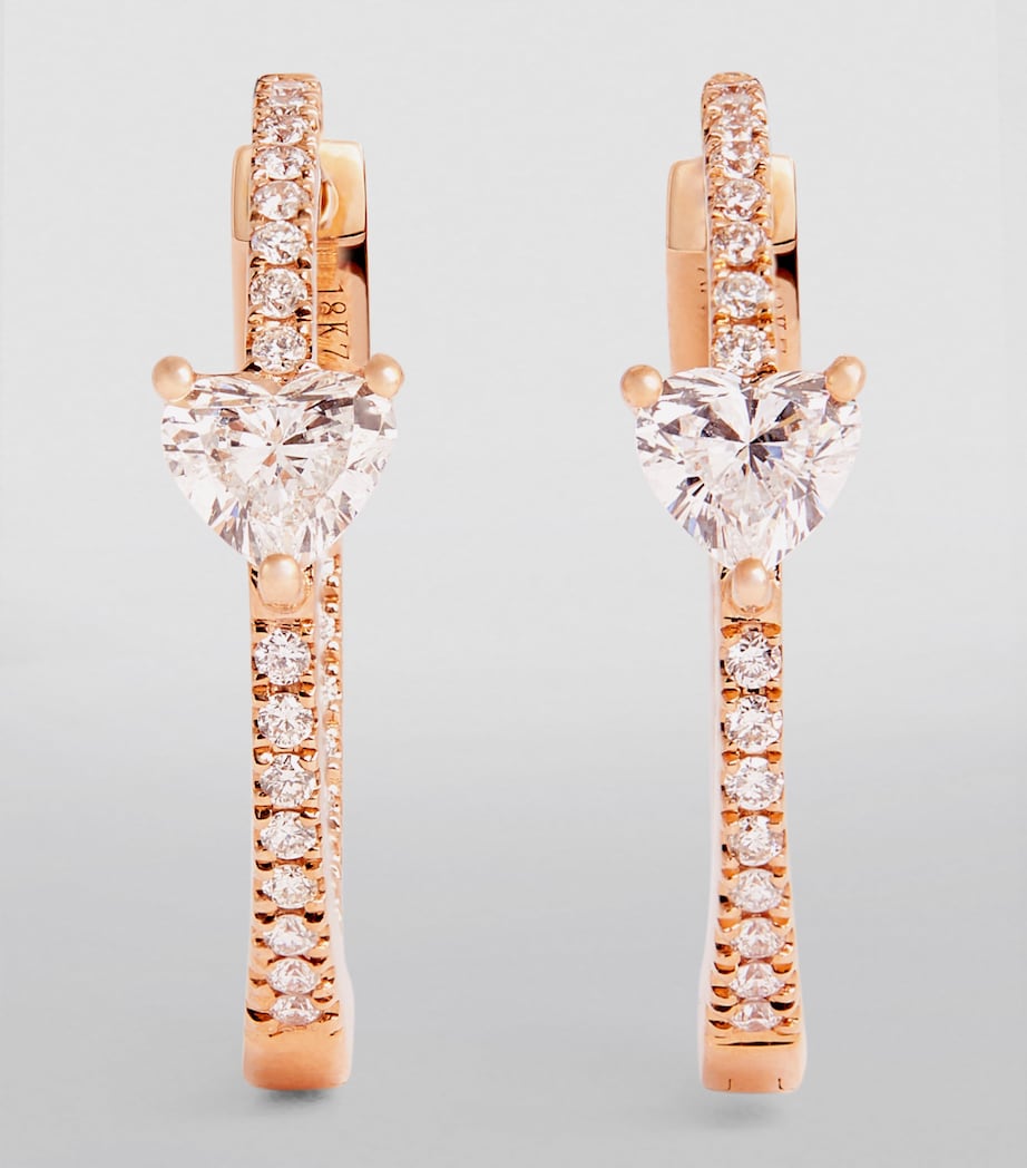 Rose Gold and Diamond Heart Earrings ROSE GOLD Image 2