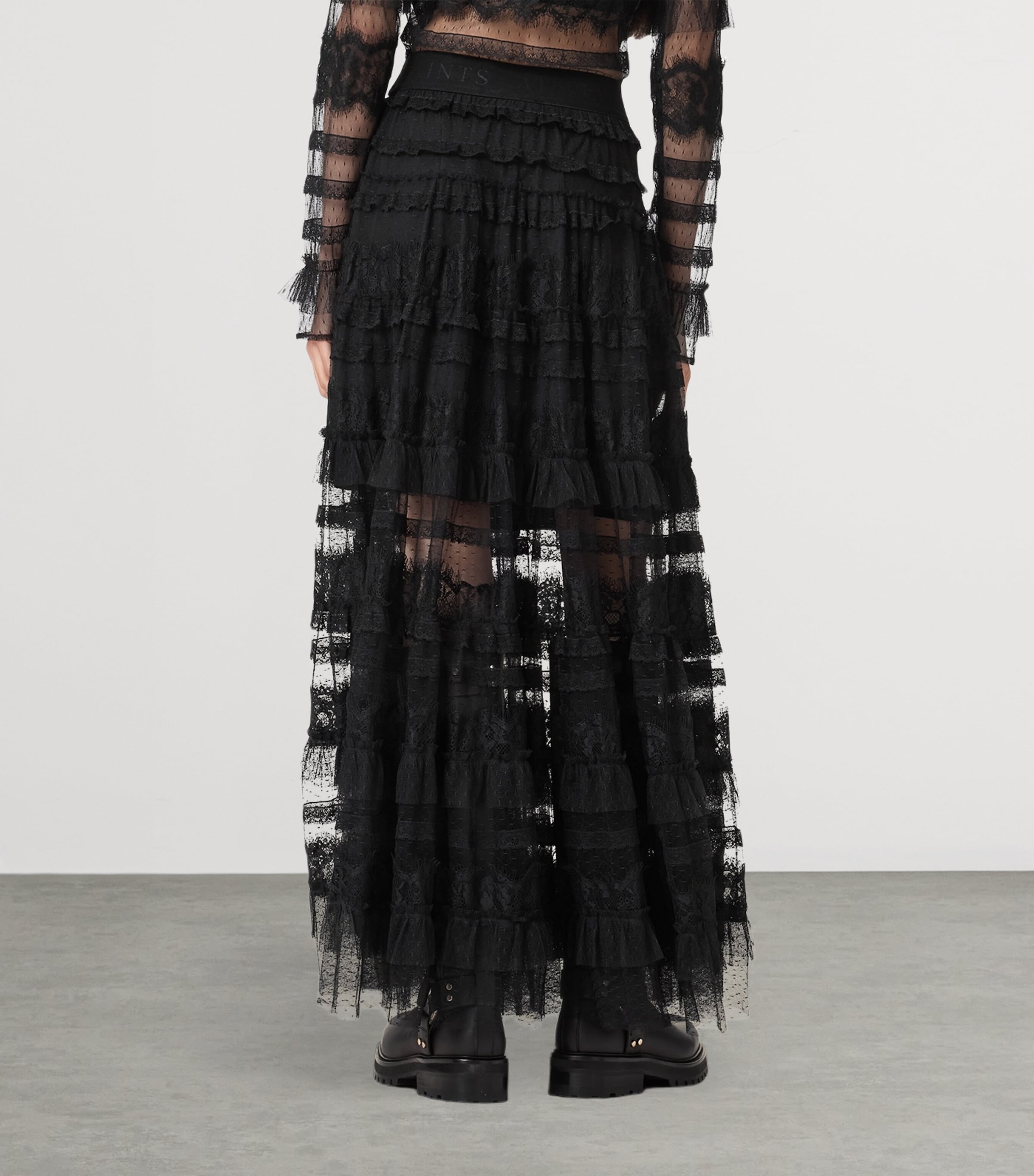 AllSaints Womens Tulle Arlea Skirt Black Image 8