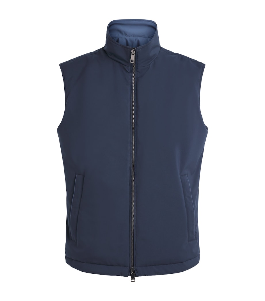 Paul & Shark Mens Padded Reversible Gilet Blue/ Cadet Blue Image 1