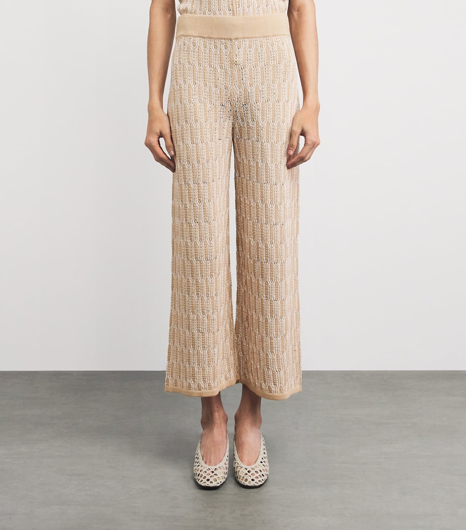 Lafayette 148 Womens Cotton Lace-Knit Wide-Leg Trousers Natum Natural Multi Image 4