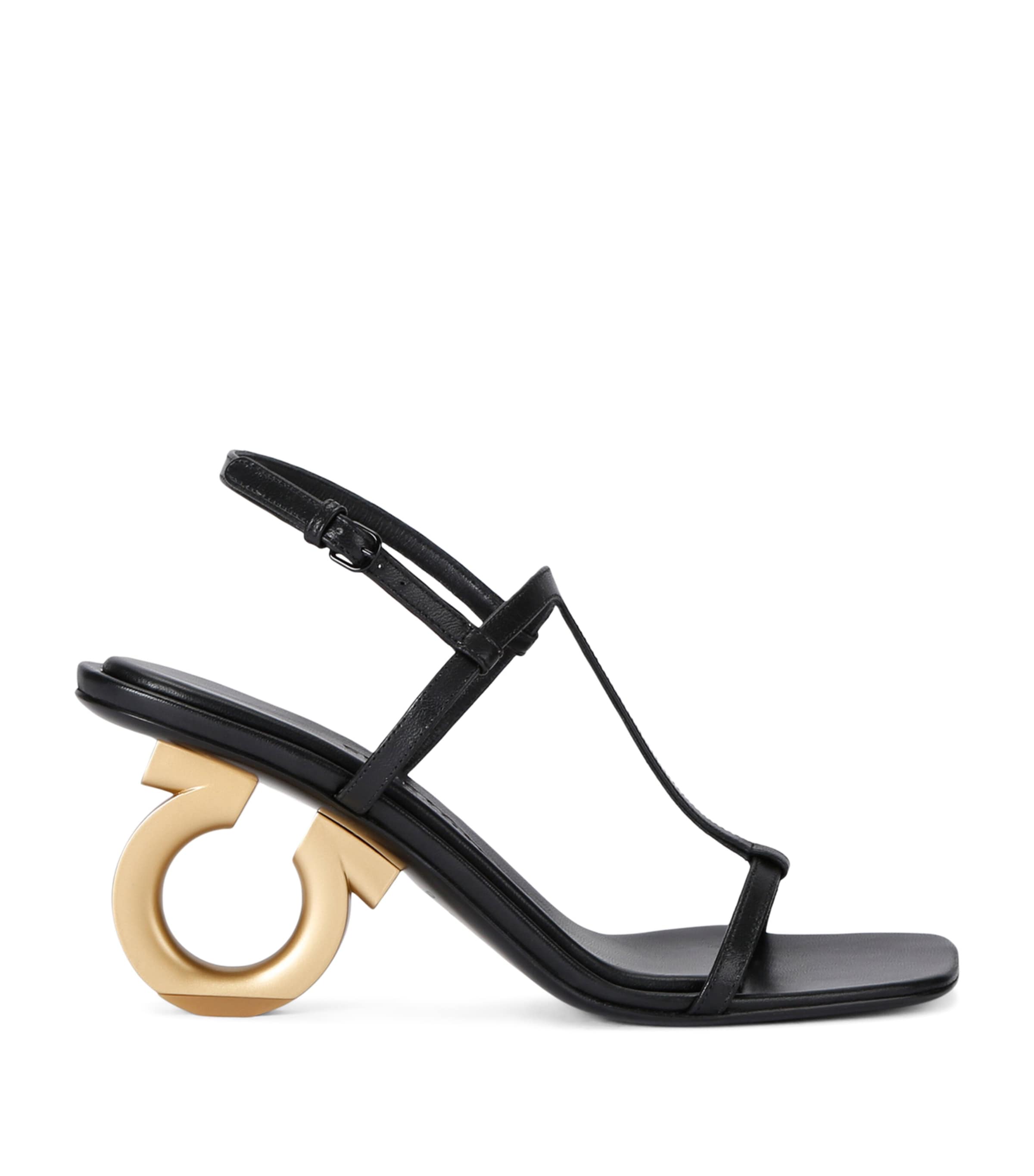 Ferragamo Leather Elina Heeled Sandals 70 In Black