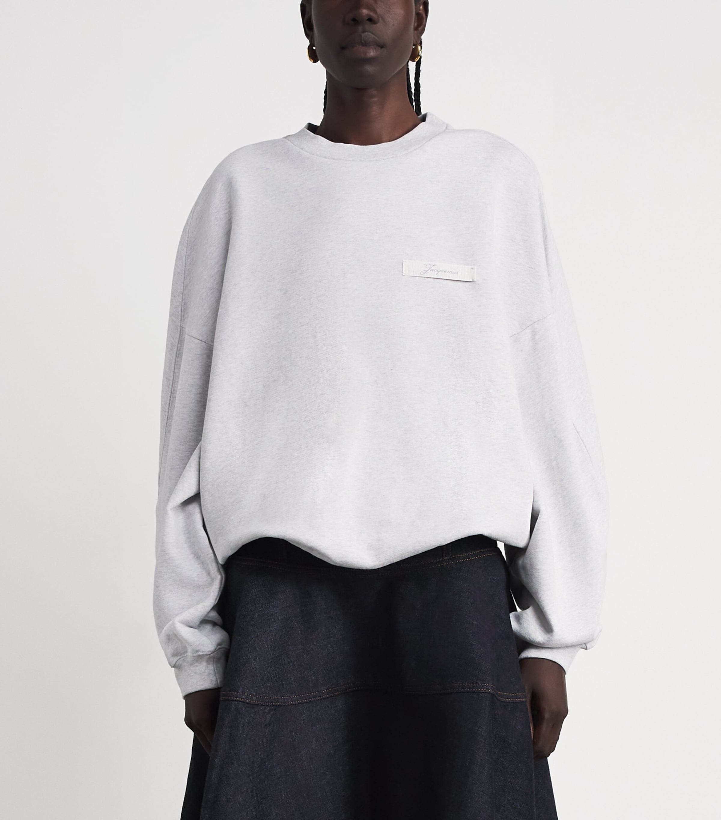 Jacquemus Womens Cotton Logo Sweatshirt Grey Image 4