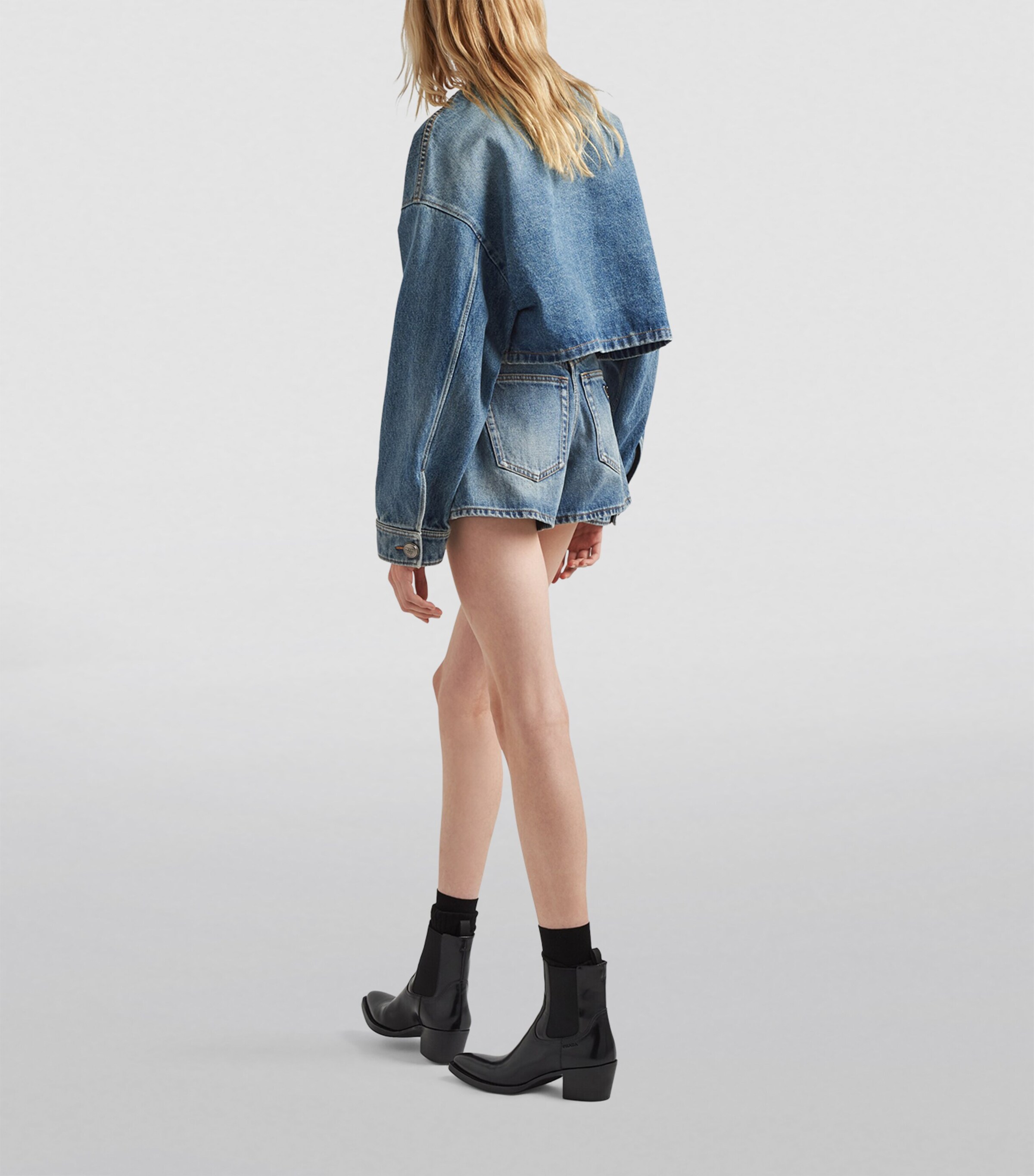 Denim Collarless Jacket F0BAU Image 4