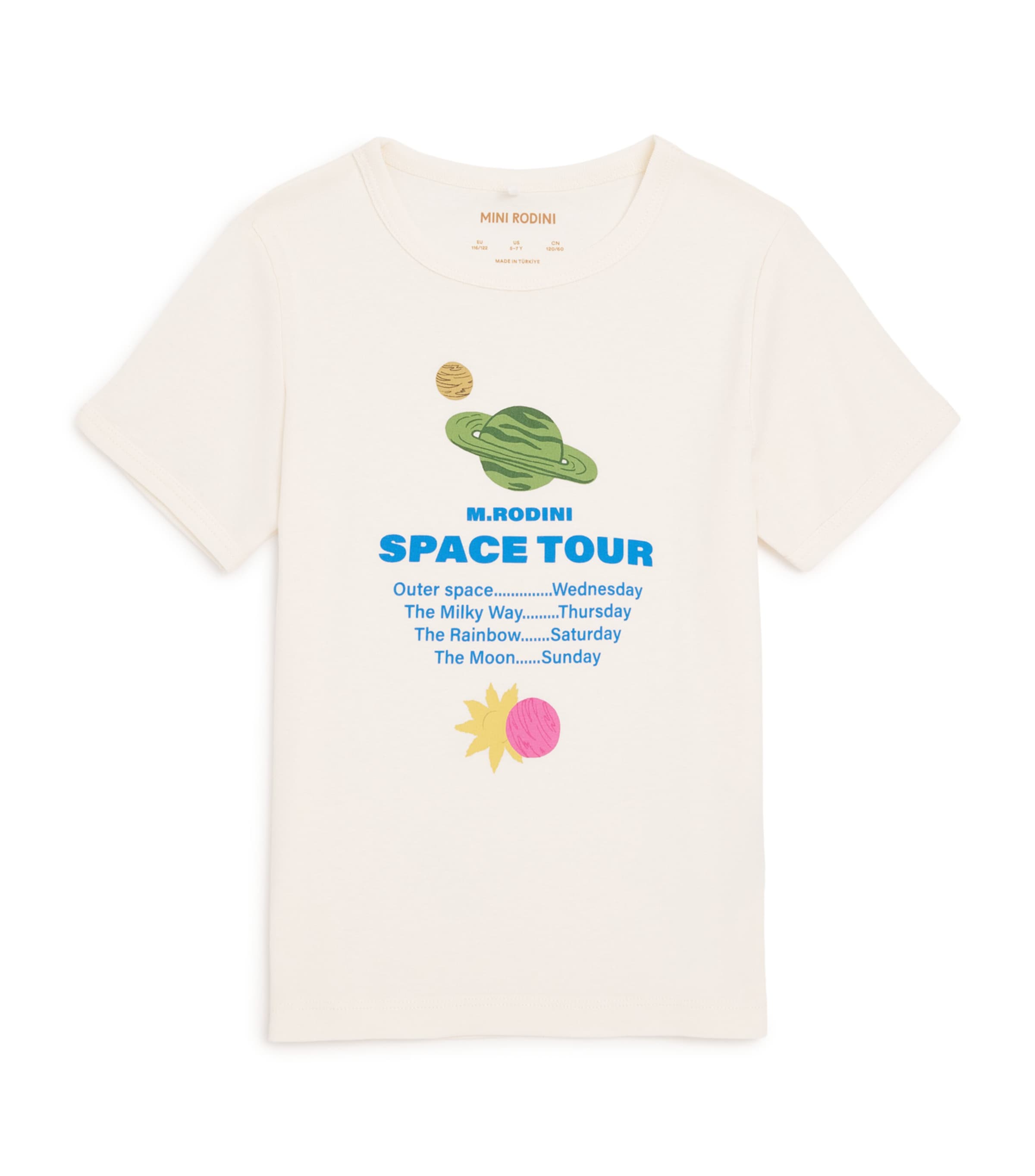 Mini Rodini Cotton Space Tour T-Shirt (3-11 Years) Off White Image 1
