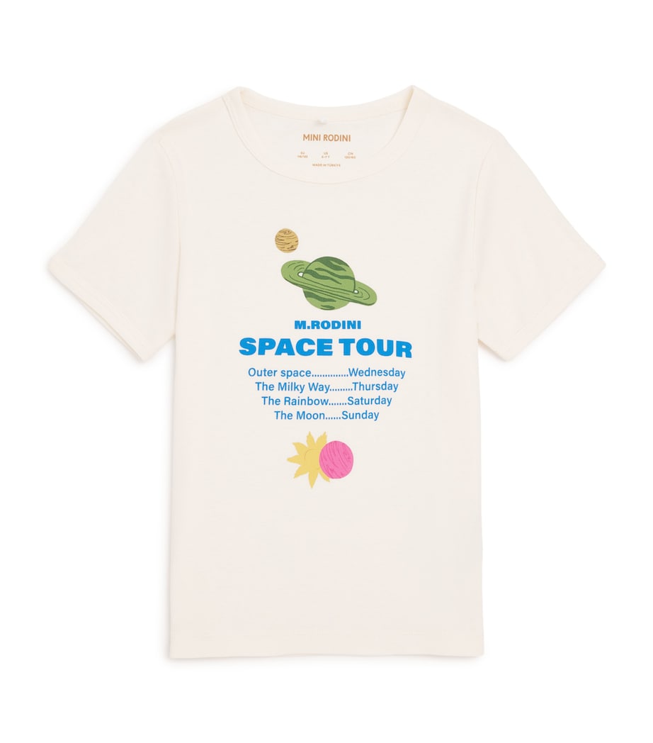 Mini Rodini Cotton Space Tour T-Shirt (3-11 Years) Off White Image 1