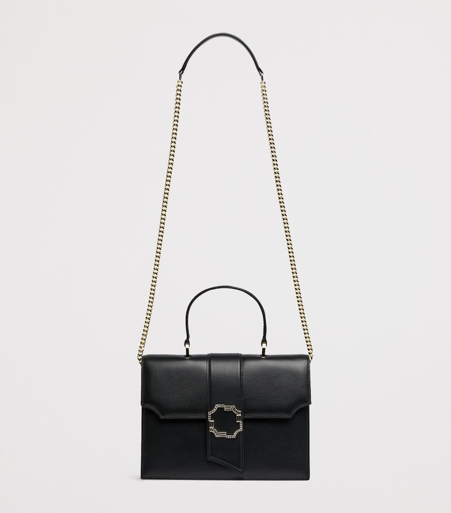 Medium Leather Audrey Top-Handle Bag BLACK Image 4
