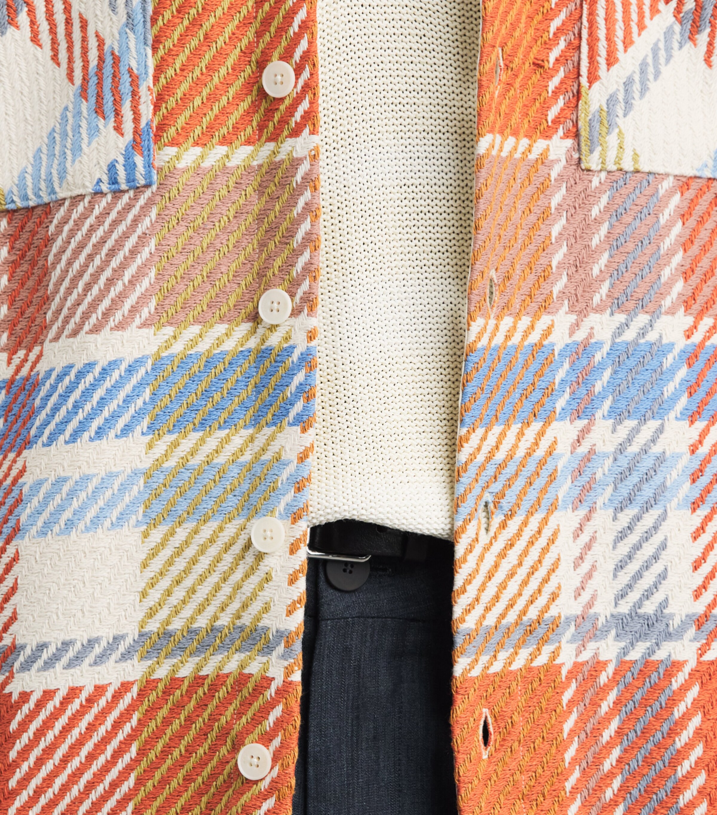 Wax London Mens Cotton-Blend Pike Check Whiting Overshirt Pastel Multi Image 3