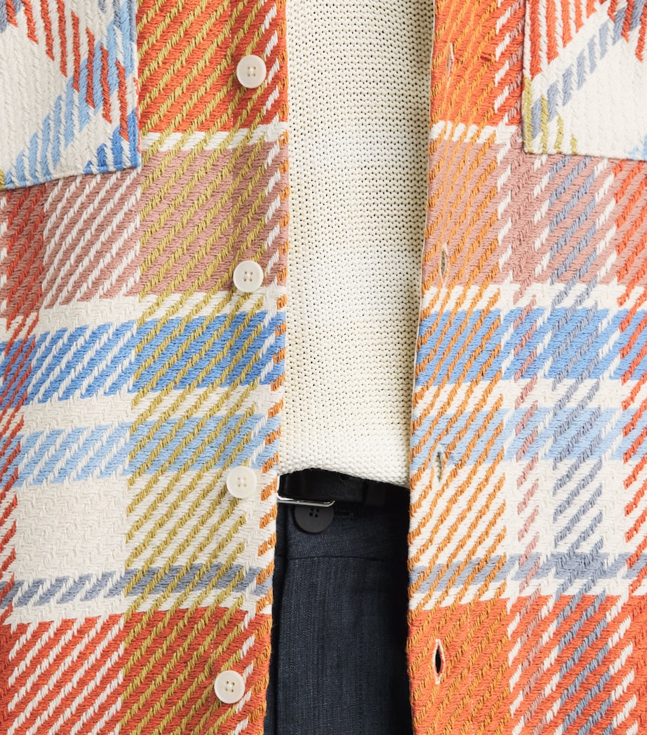 Wax London Mens Cotton-Blend Pike Check Whiting Overshirt Pastel Multi Image 3