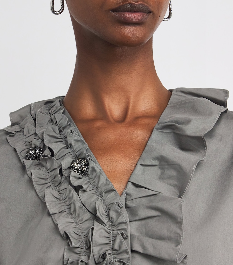 Cotton Poplin Ruffle-Trim Shirt MEDIUM GREY Image 6