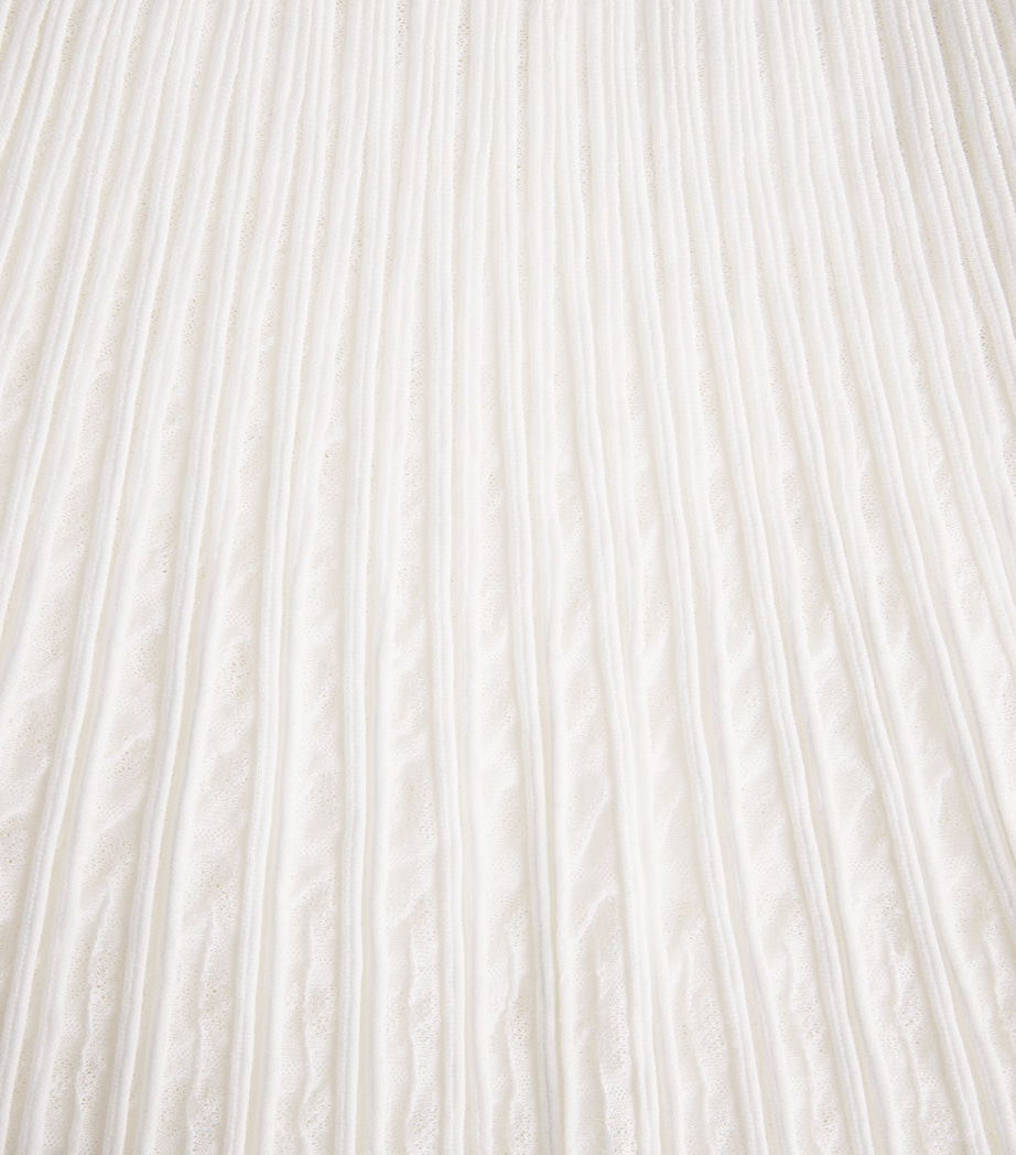 VALENTI Womens Organic Cotton-Blend Pleated Midi Skirt White Image 6