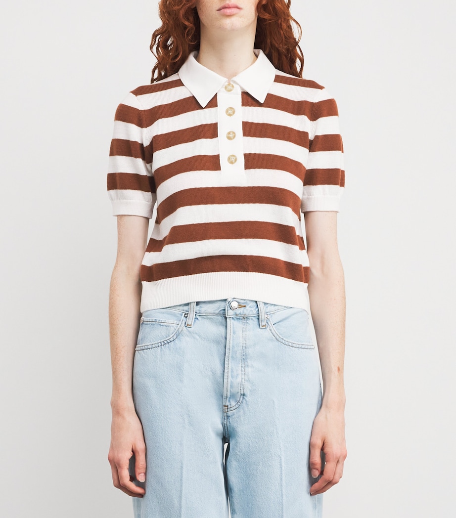 Cashmere-Cotton The Bold Stripe Polo Shirt CHESTNUT MULTI Image 3