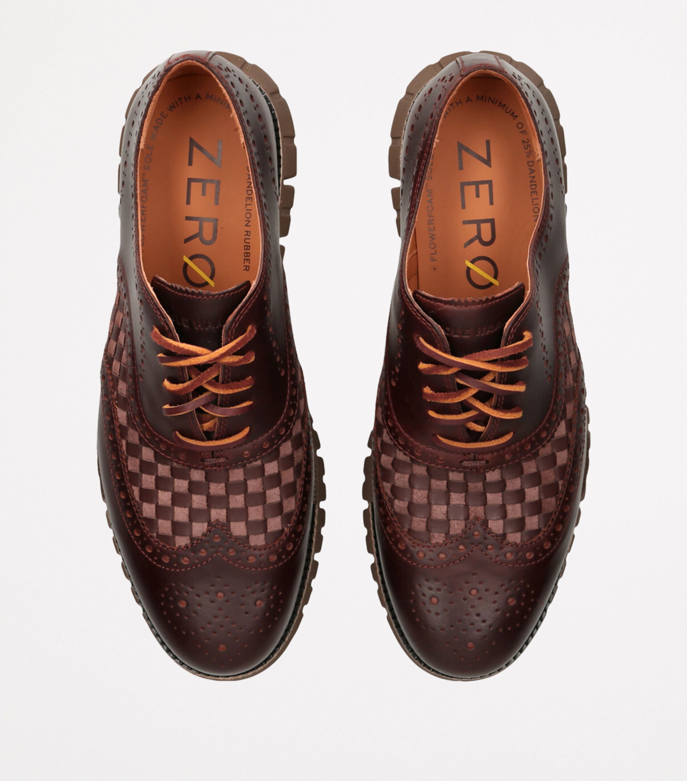 Woven Leather Zerogrand Wingtip Oxford Shoes BROWN/OTH Image 4