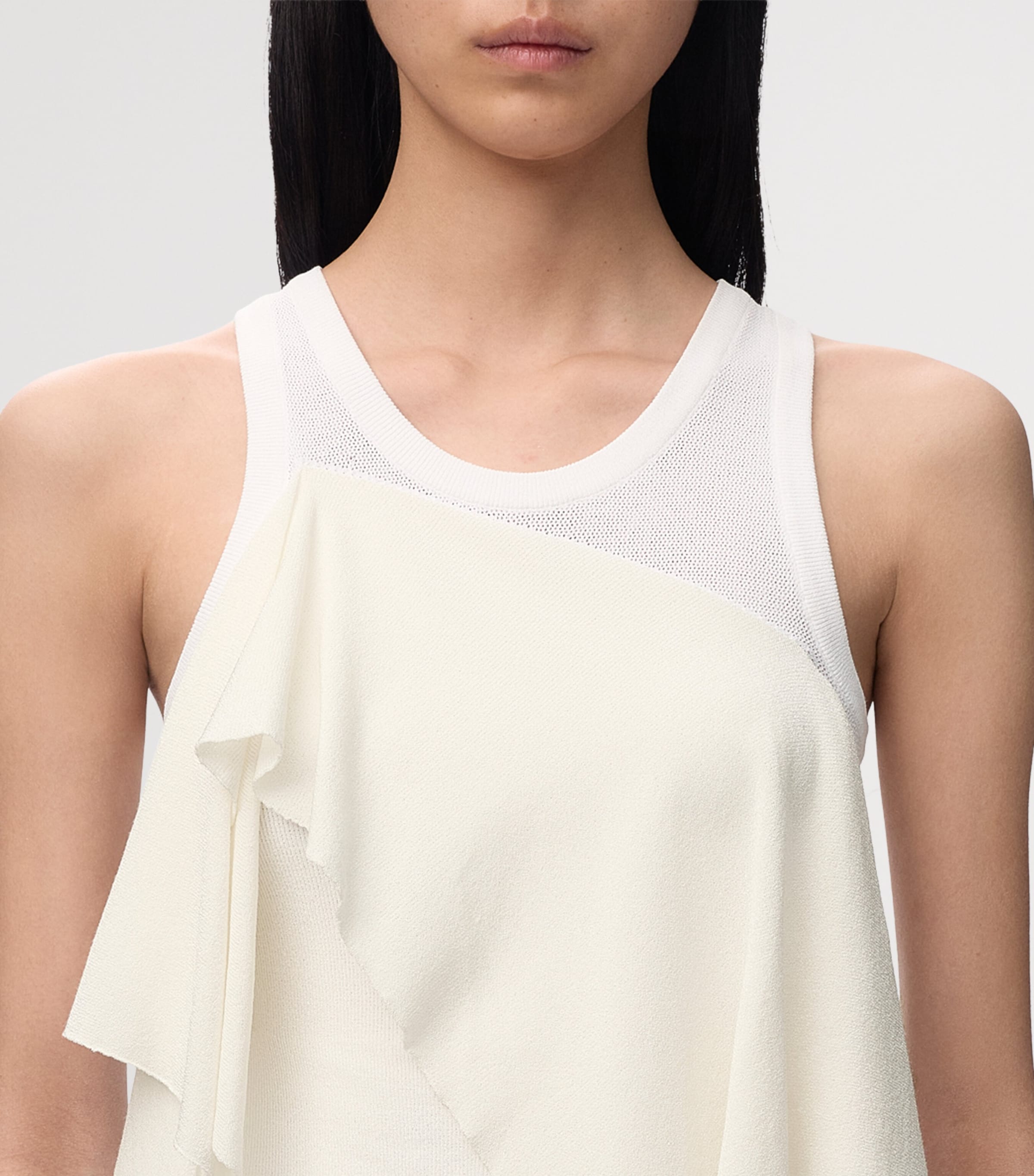 LOEWE Womens Asymmetric Panel Tank Top White Image 5