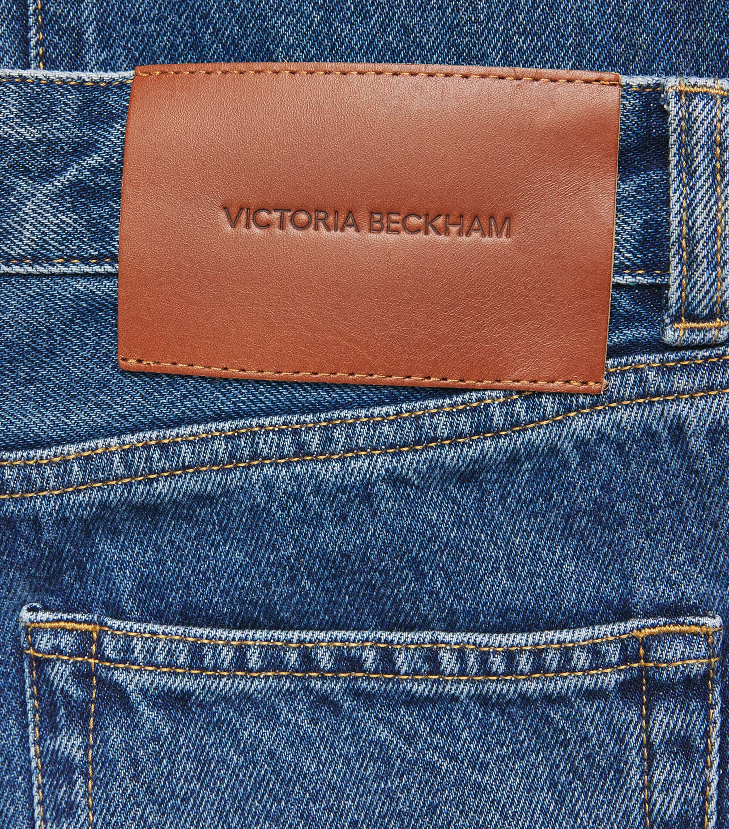 Victoria Beckham Womens Low-Rise Flared Jeans Mid Blue Wash Image 6