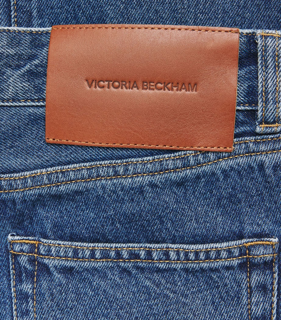 Victoria Beckham Womens Low-Rise Flared Jeans Mid Blue Wash Image 6