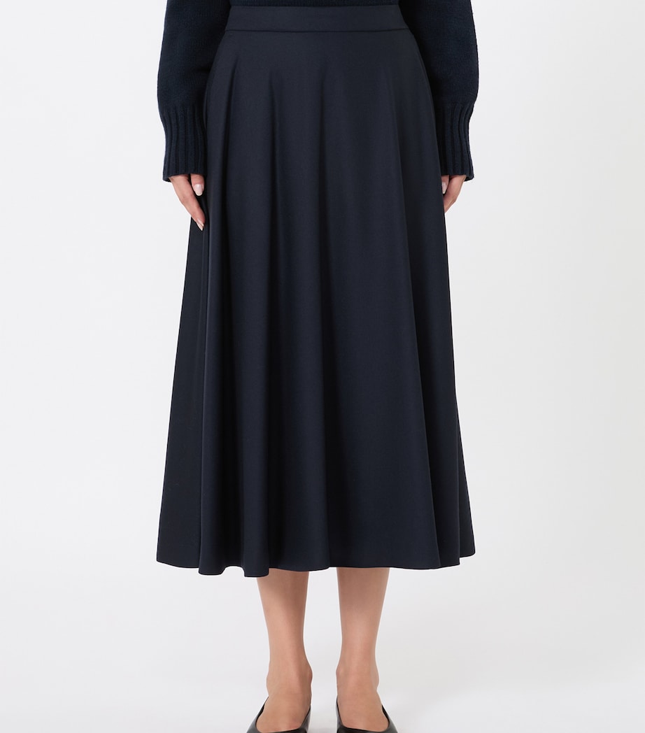 Max Mara Womens Virgin Wool Midi Skirt Midnightblue Image 3