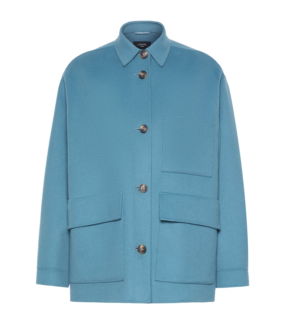 Weekend Max Mara Womens Wool-Blend Short Coat Light Blue Image 1