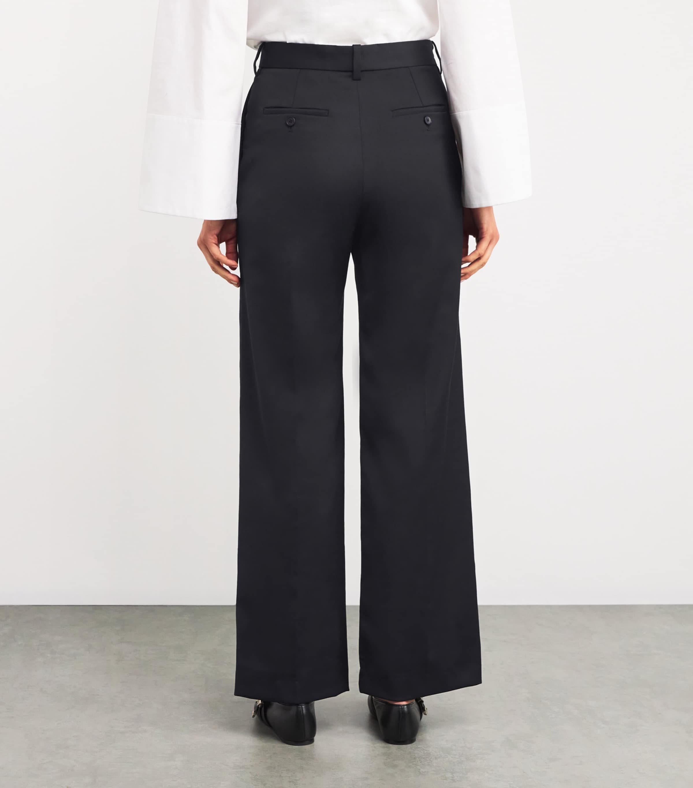 Wool-Blend Tailored Trousers NAVY Image 4