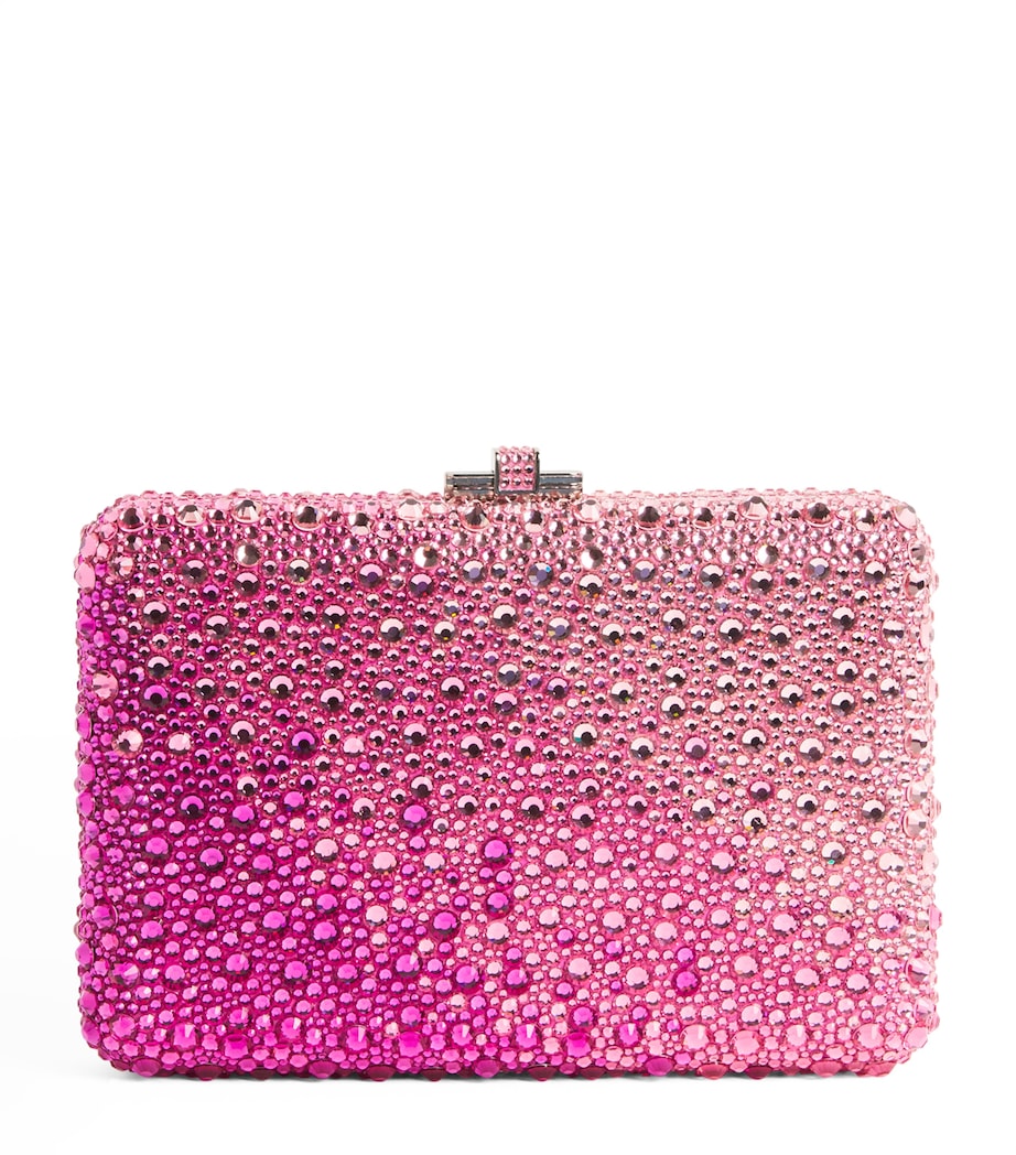 Judith Leiber Slim Slide Gradient Caviar Clutch Bag Silver Fuchsia Multi Image 1