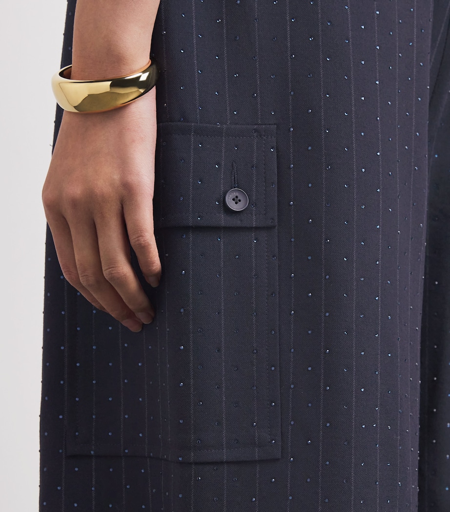 Embellished Wide-Leg Tailored Shorts NAVY BLUE Image 6