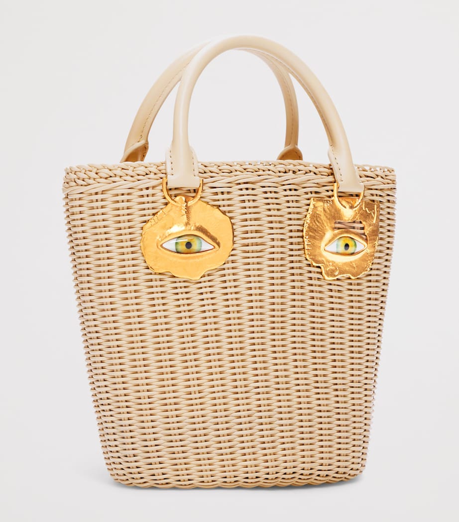 Schiaparelli Calfskin Wicker Face Bucket Bag Beige Image 2