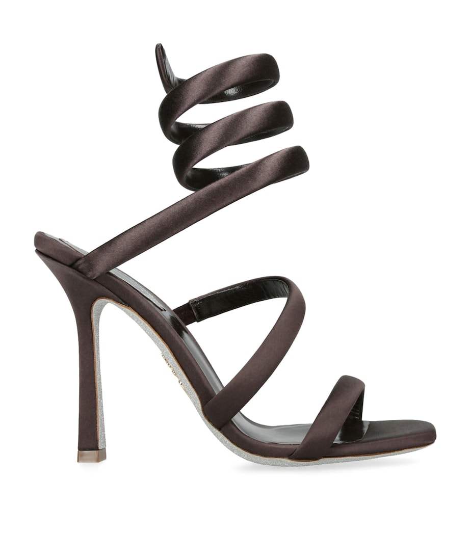 René Caovilla Satin Cleo Heeled Sandals 105 Dark Brown Image 1