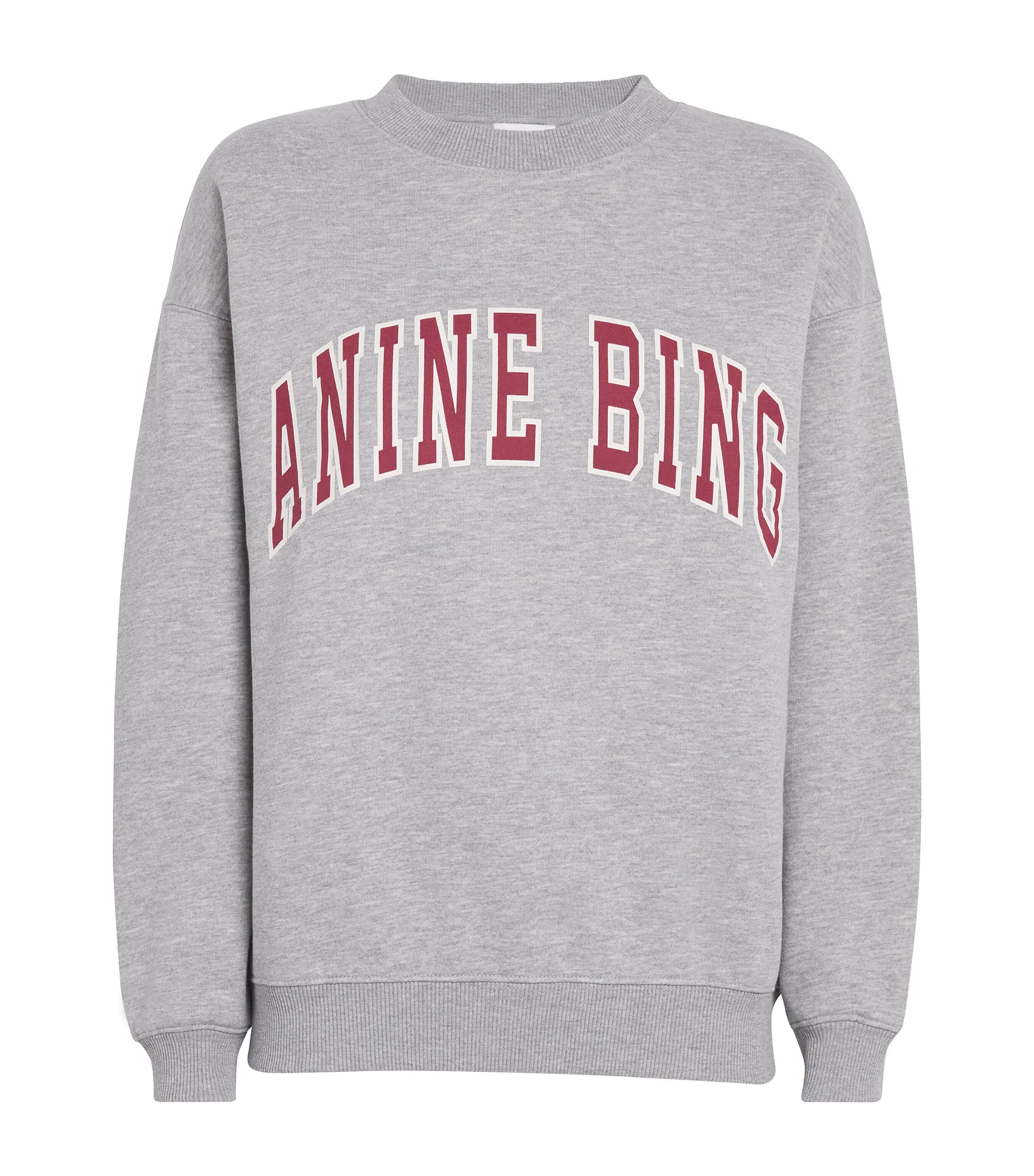 Shop Anine Bing Cotton-blend Logo Spencer Sweatshirt In Grey