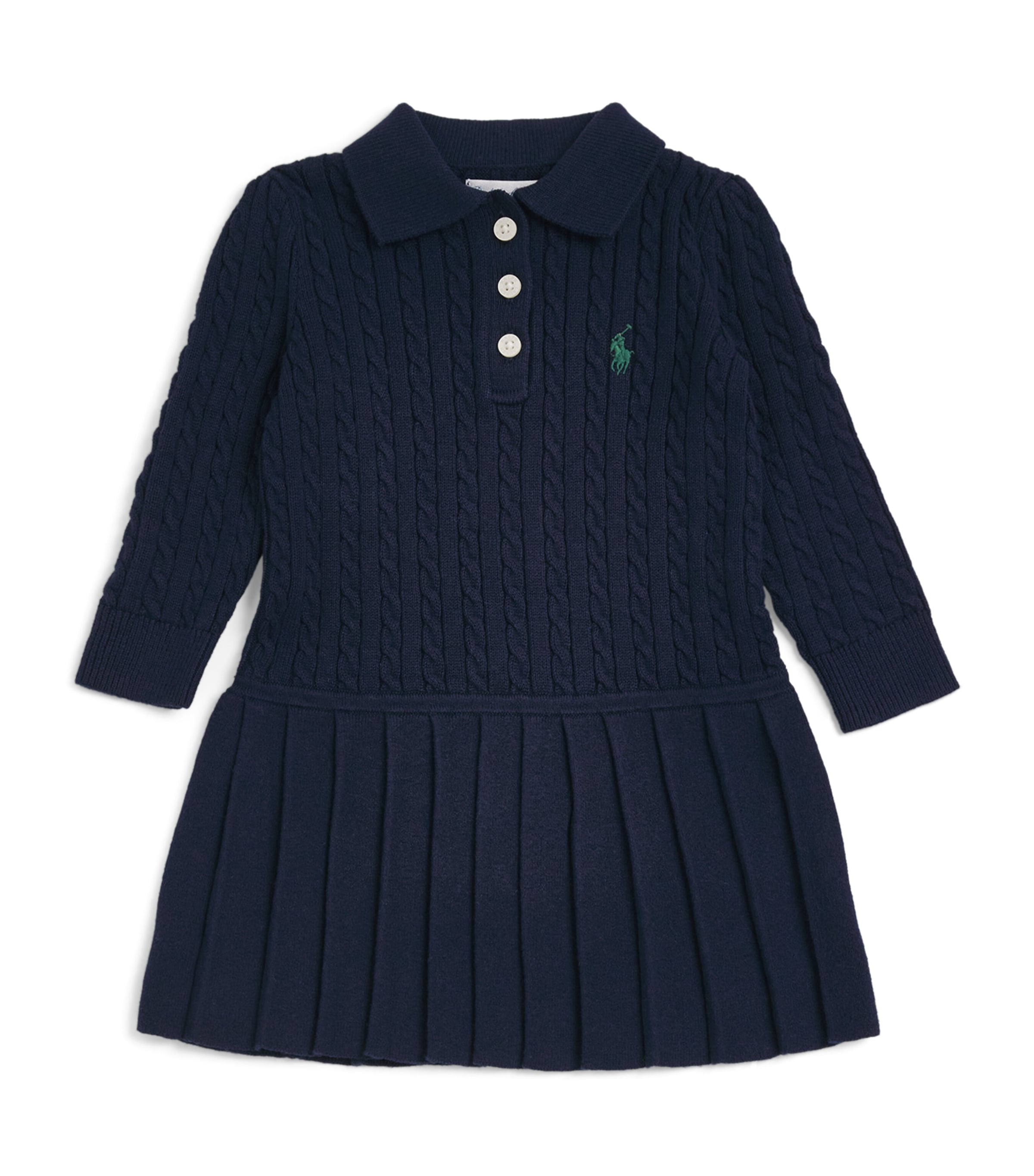 Ralph Lauren Cotton Cable-knit Dress In Blue