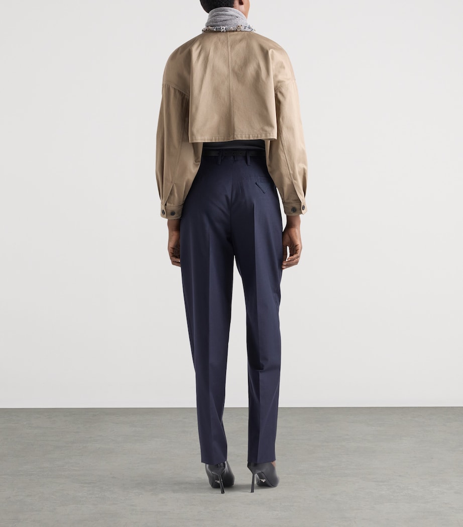 Prada Womens Cotton Cropped Blouson Jacket Grey Image 5