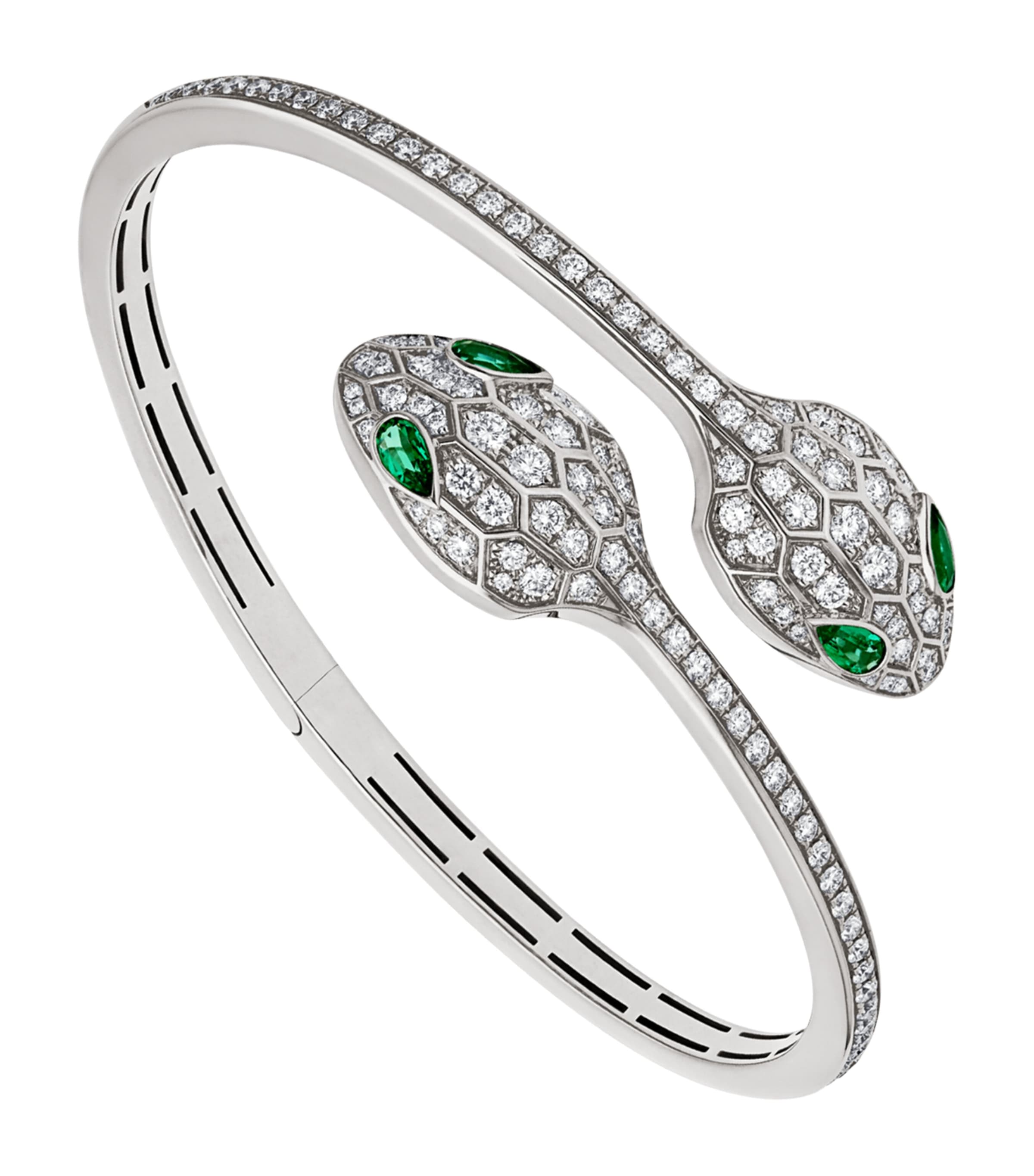 Bvlgari White Gold, Diamond and Emerald Serpenti Bangle White Gold Image 2
