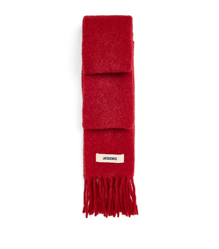 Mohair-Wool-Blend Carro Scarf 480 DARK RED Image 1