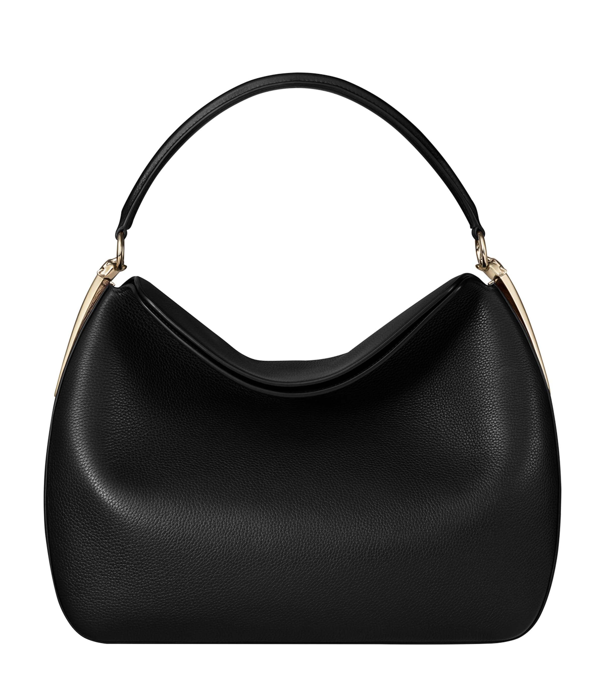 Medium Leather Panthère Hobo Shoulder Bag BLACK Image 1