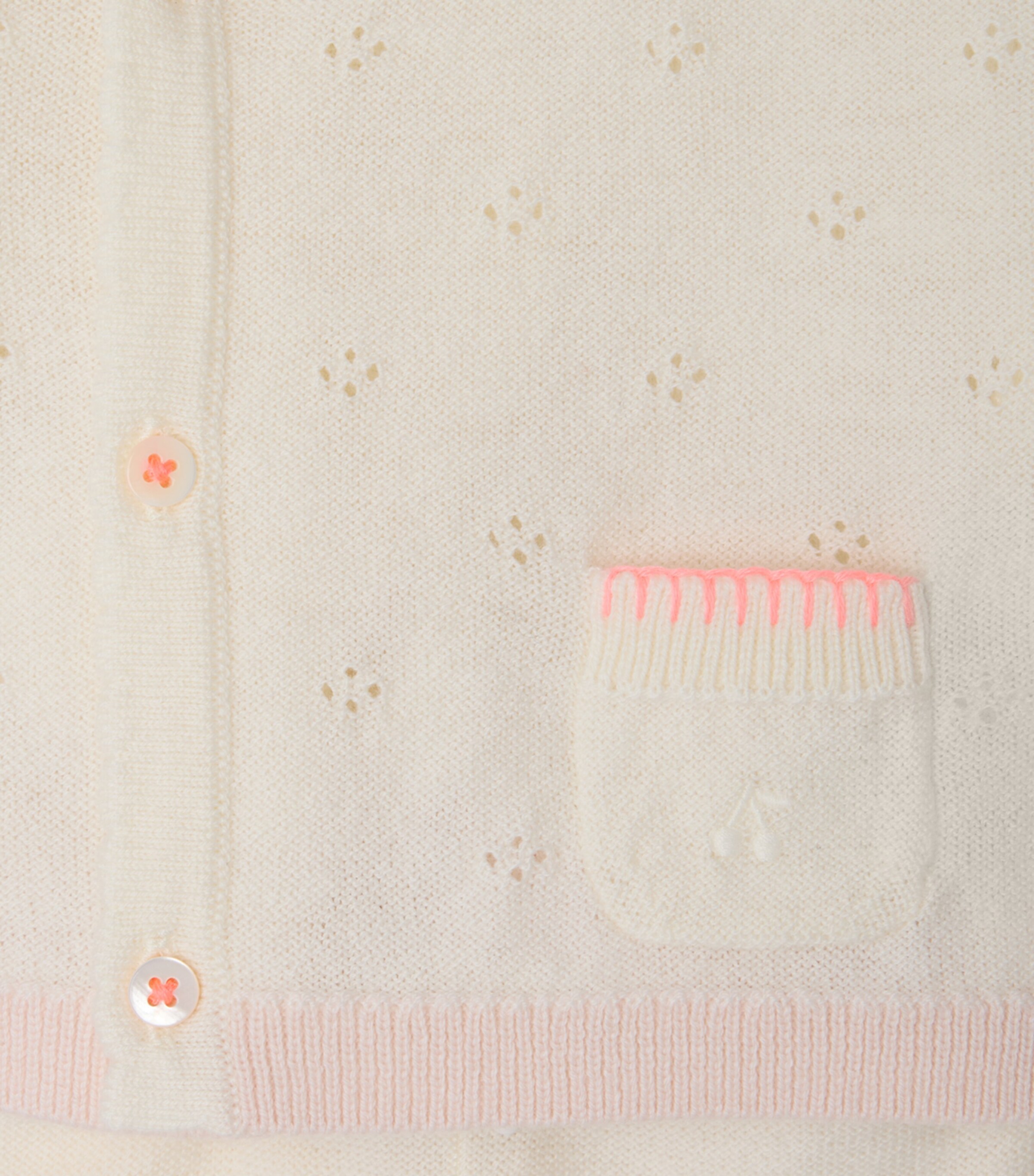 Bonpoint Pointelle Knit Cardigan and Leggings Set (1-18 Months) Blanc Naturel Image 3