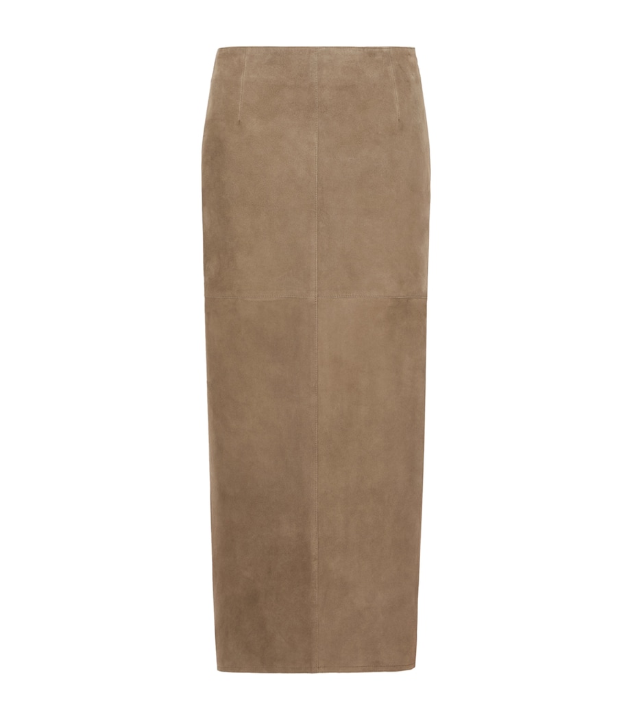 Weekend Max Mara Womens Suede Midi Skirt Kaki Image 1