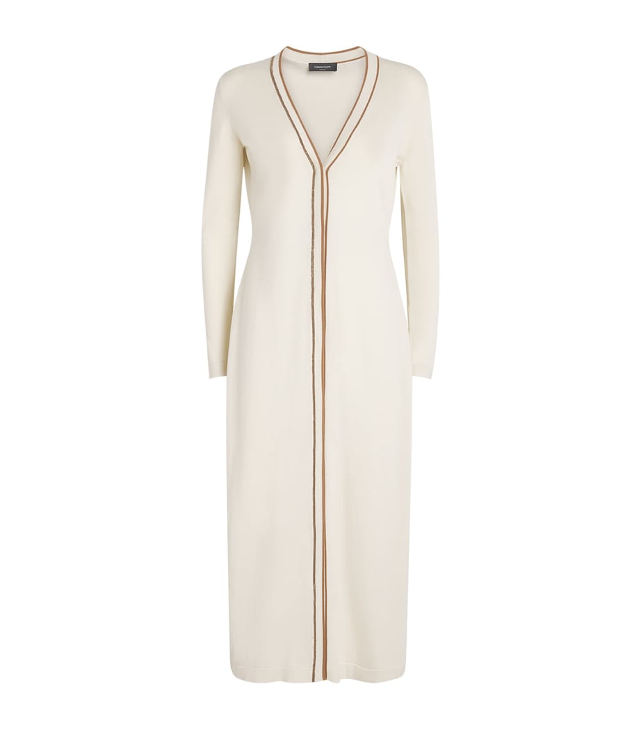Fabiana Filippi Womens Organic Cotton Longline Cardigan Burro/vimini Image 1