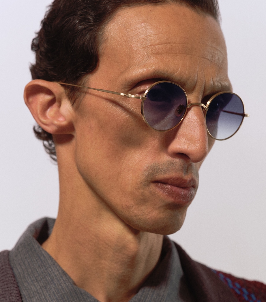 Matsuda M3168 Round Sunglasses Brshd Gld Blu Gradnt Image 4