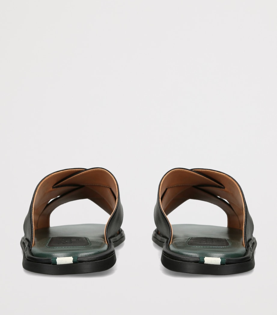 Brotini Leather Cross-Strap Sandals Black Image 4