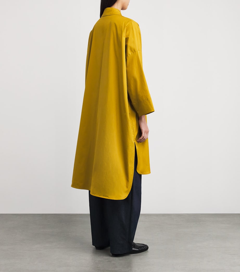 Cotton Midi Shirt Dress BRIGHT YELLOW Image 4