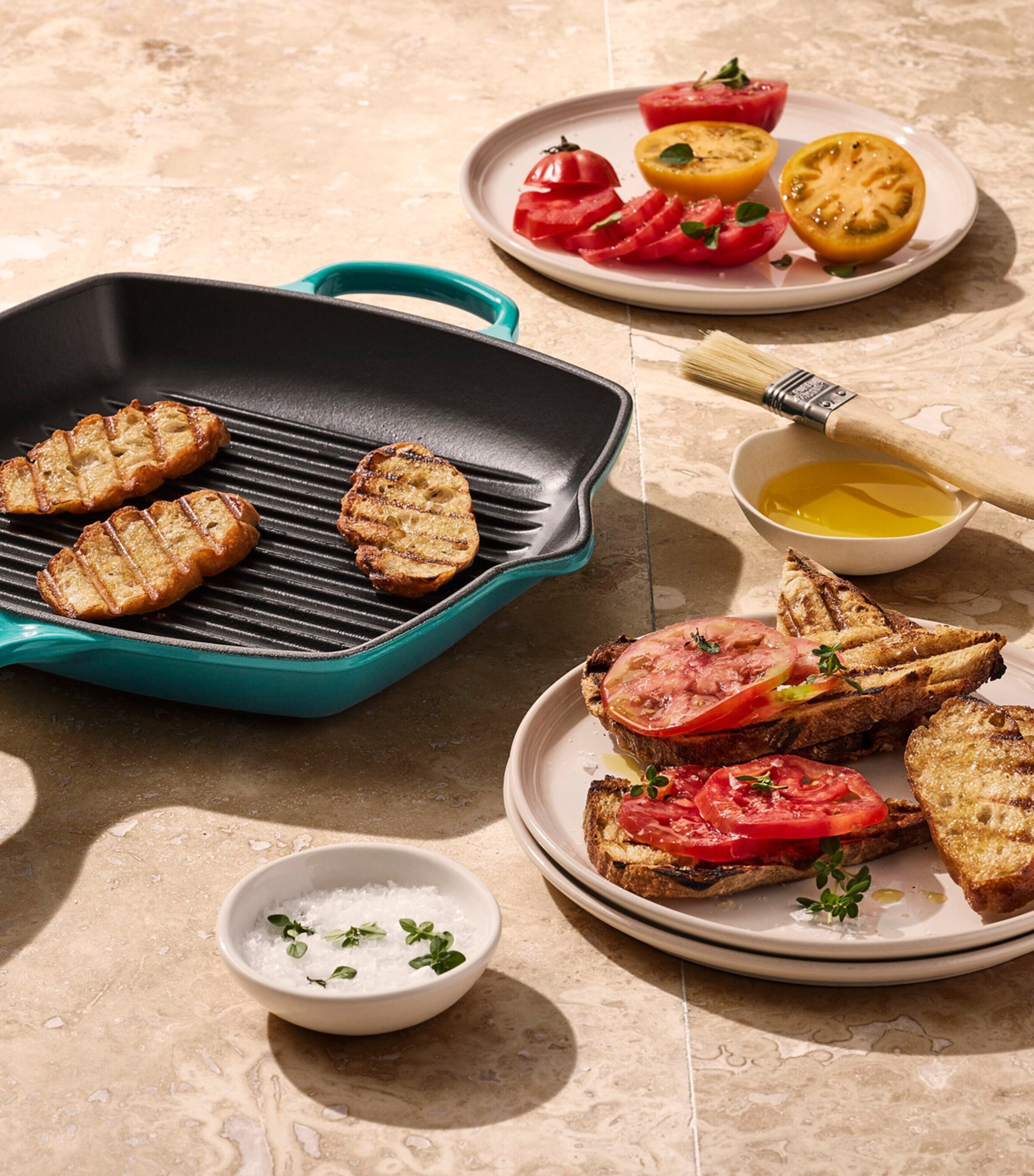 Le Creuset Cast Iron Grillit Pan (26cm) Bleu Riviera Image 7