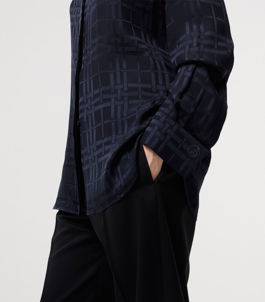 Burberry Womens Silk Check Shirt Dark Ink Blue Image 3