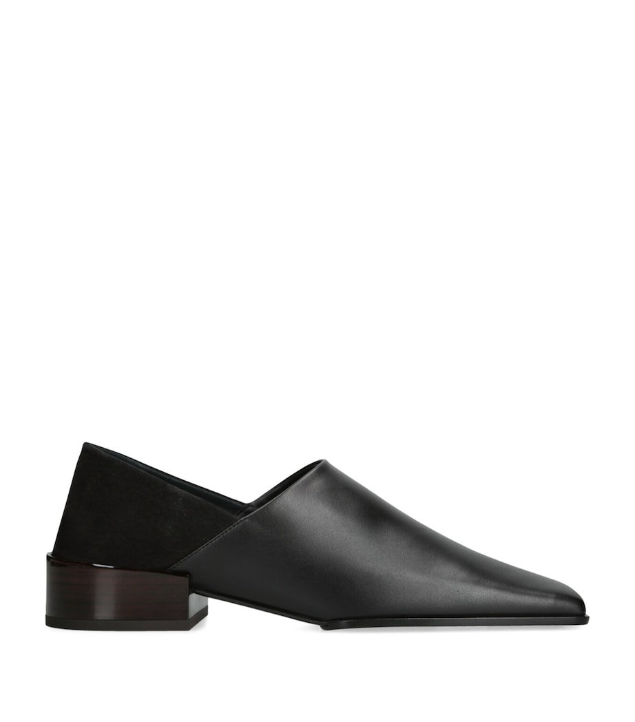 Leather Square-Toe Loafers 20 BLACK Image 1