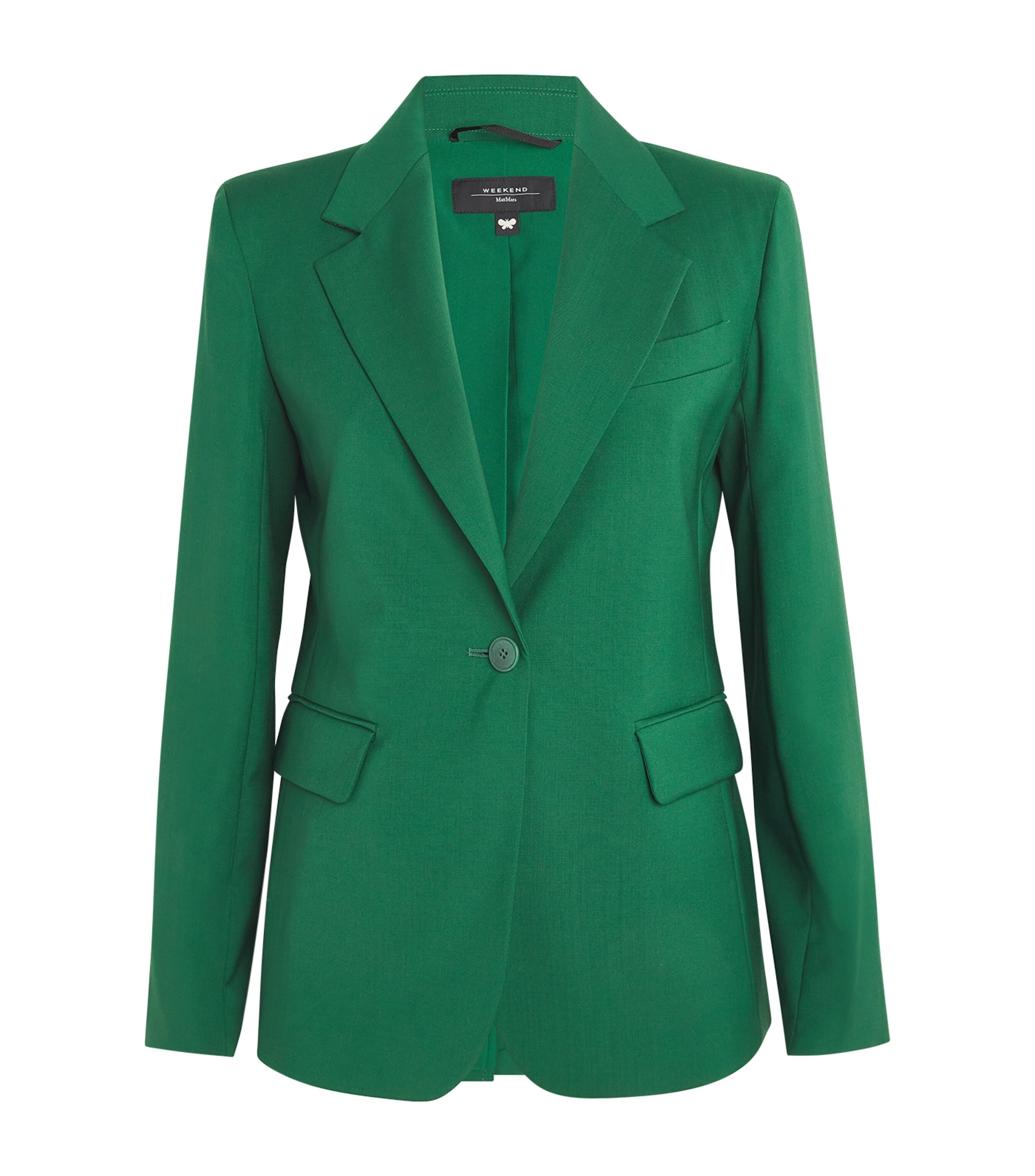 Shop Weekend Max Mara Wool Single-breasted Blazer In Green