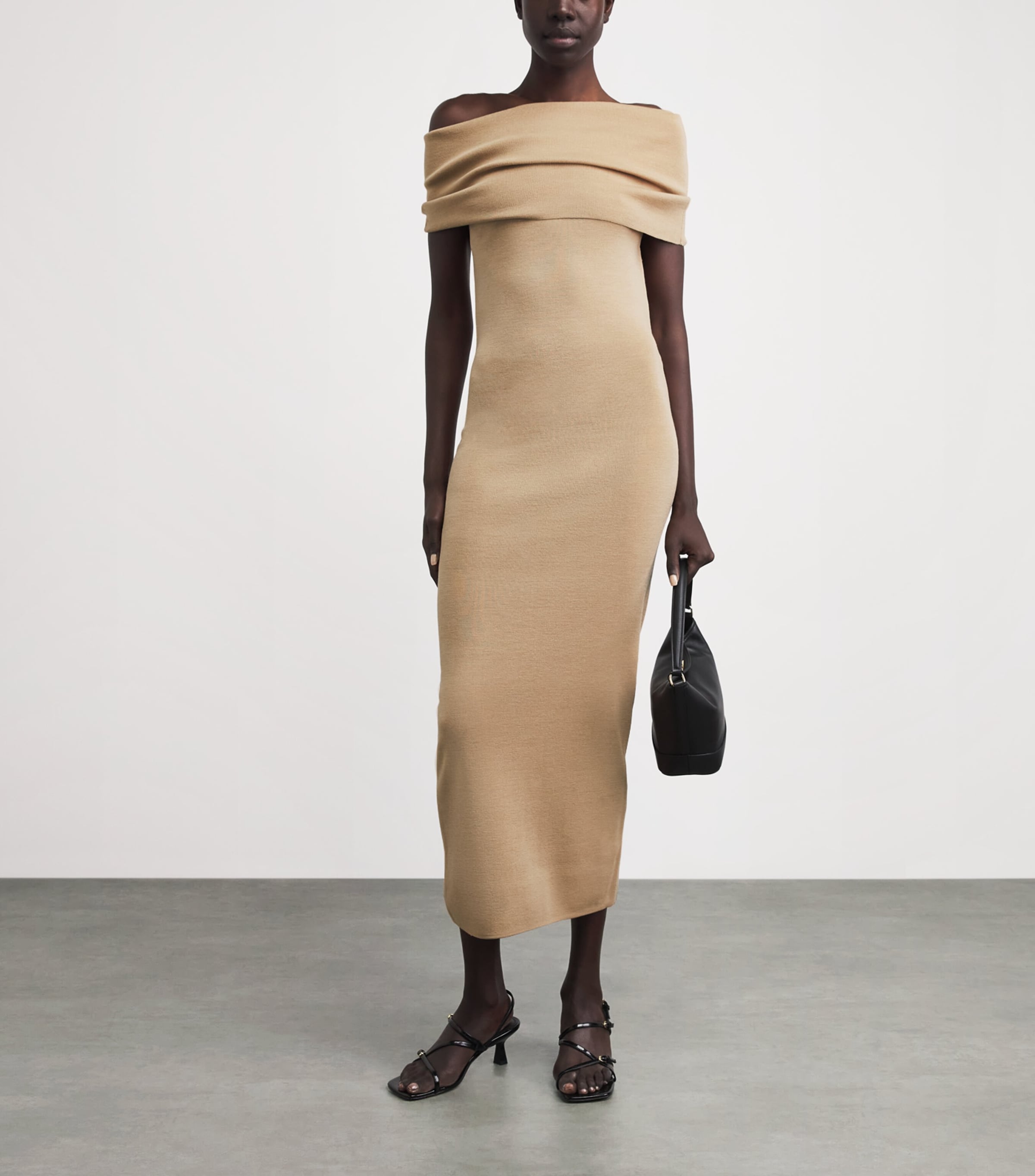 Almada Label Womens Wool-Silk Pippin Midi Dress Sand Image 2