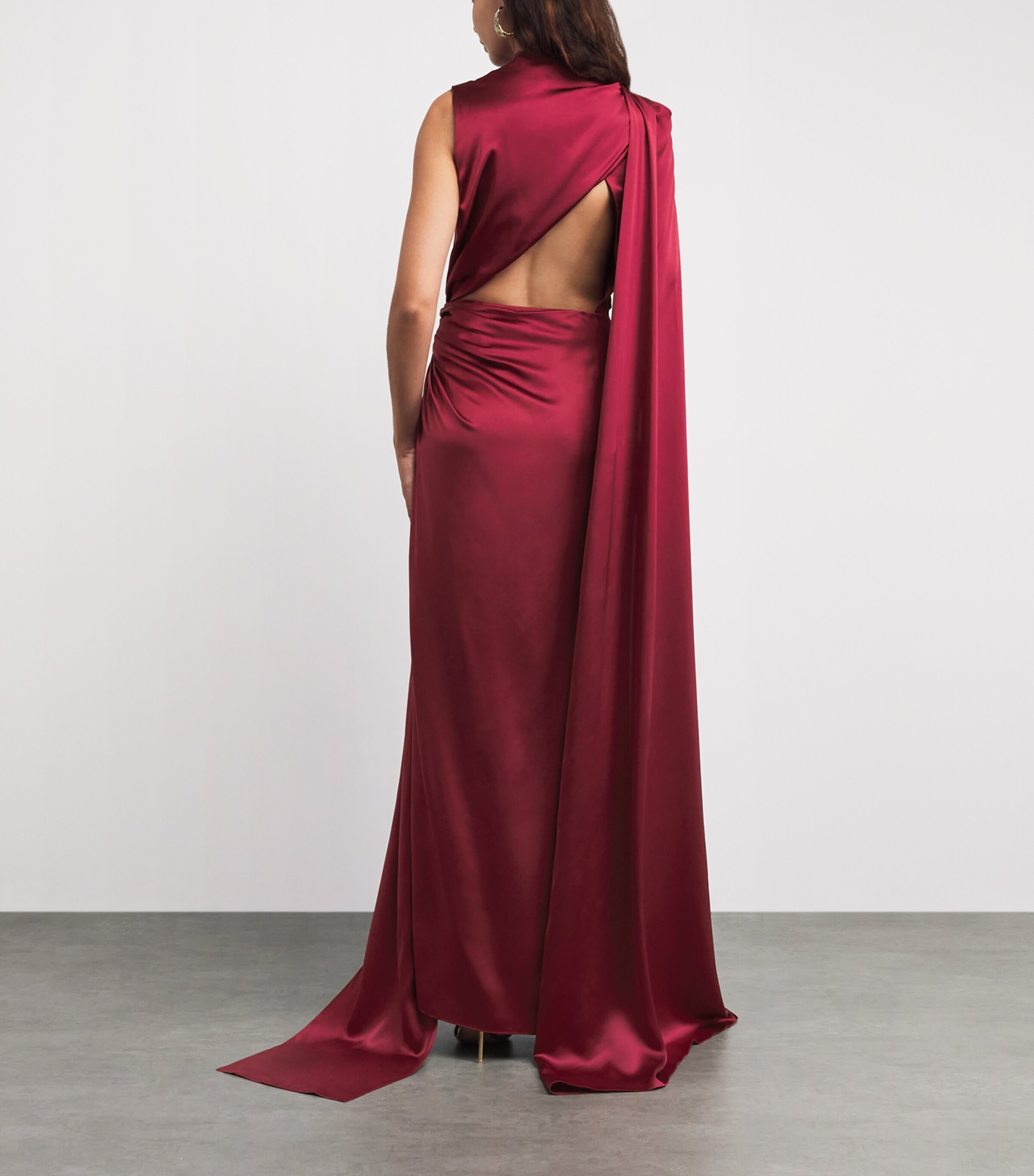 Roksanda Womens Silk Satin Asymmetric Orien Gown Borgonha Image 4