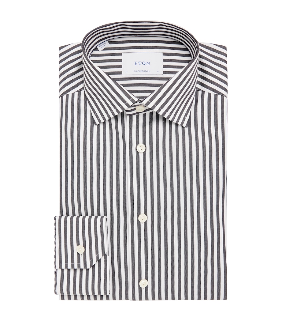 Organic Cotton Twill Bengal Stripe Shirt DARK GREY Image 1