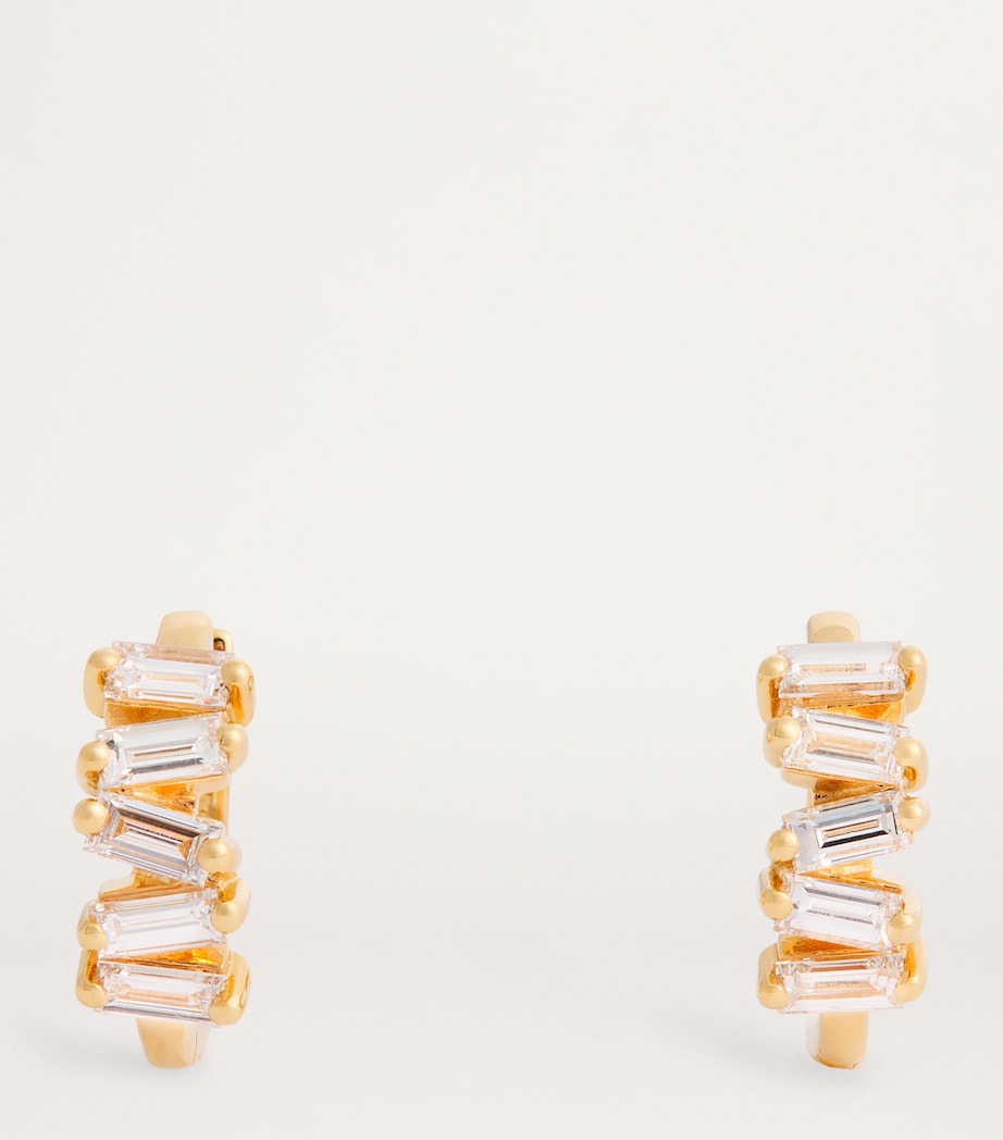 Suzanne Kalan Yellow Gold and Diamond Bold Huggie Earrings Yg/wd Image 3