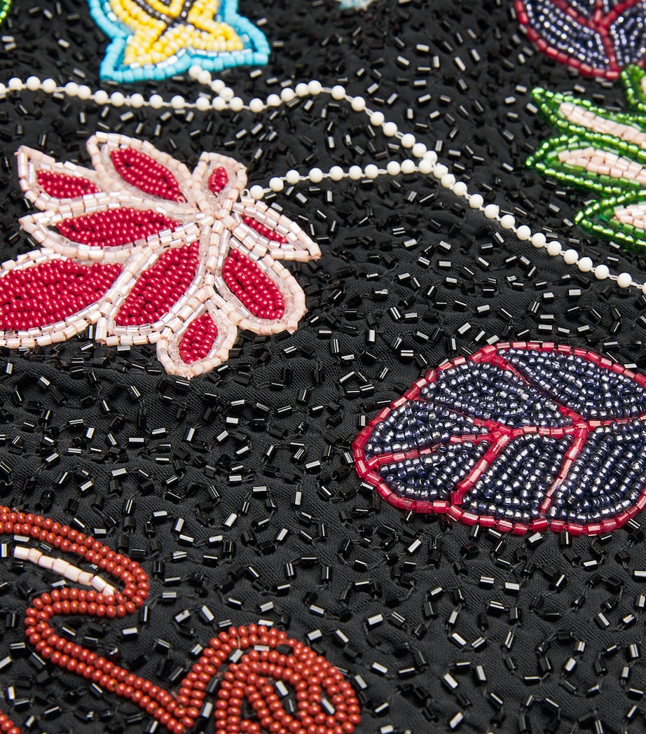 STAUD Womens Beaded Floral Le Sable Mini Dress Taps Tapestry Image 5