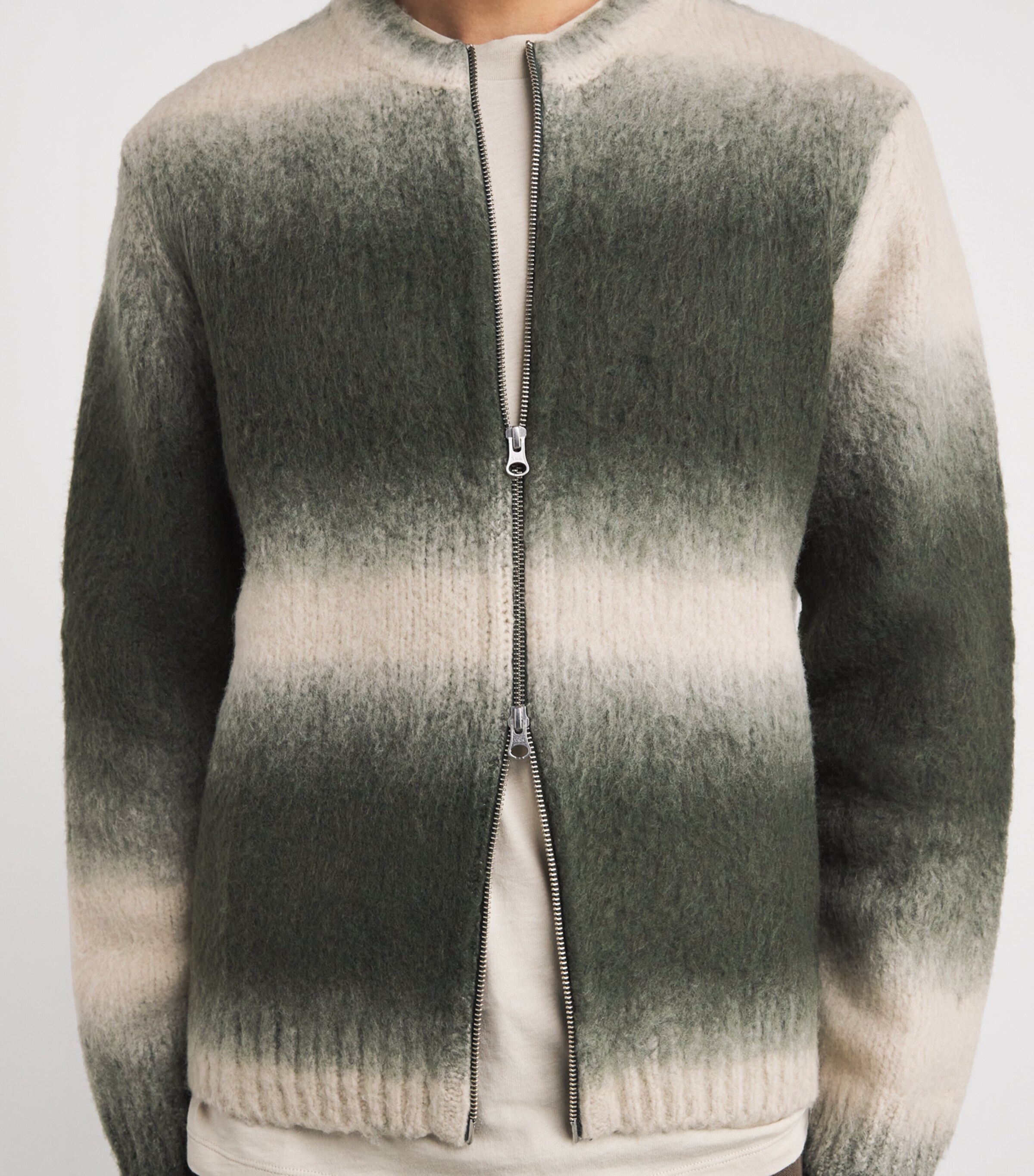 Samsøe Samsøe Mens Wool-Blend Safabio Zip Cardigan Ombre Gray St. Image 6
