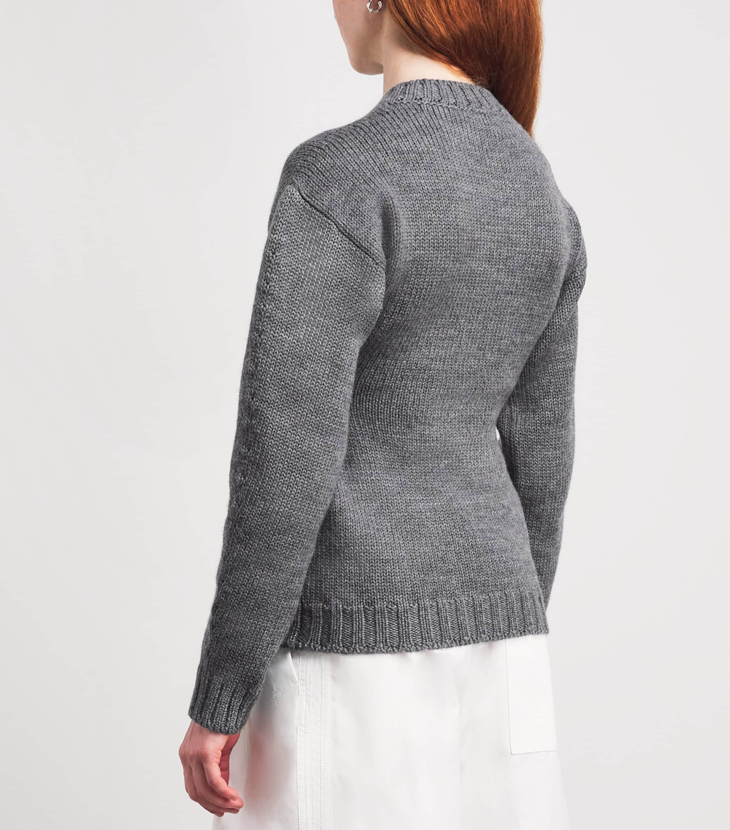 Jil Sander Wool V-neck Sweater In Gray
