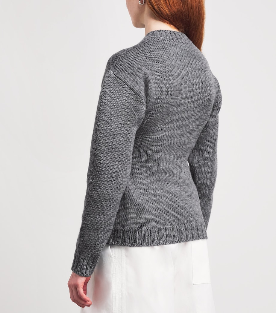 Jil Sander Womens Wool V-Neck Sweater Pebble Image 5
